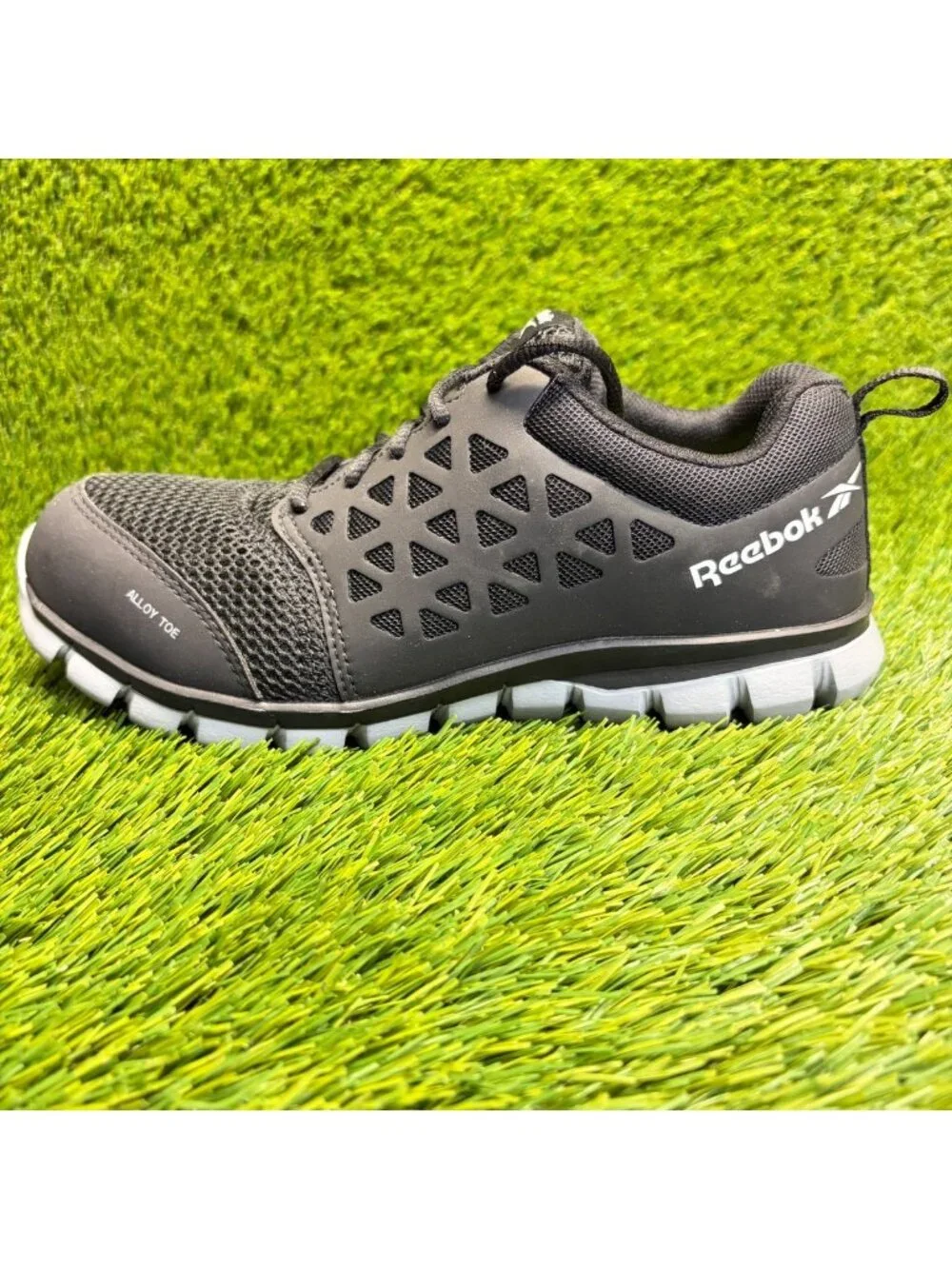 Reebok Sublite Cushion Womens Size 9 Mens 7 Black White Alloy Toe Work Shoes